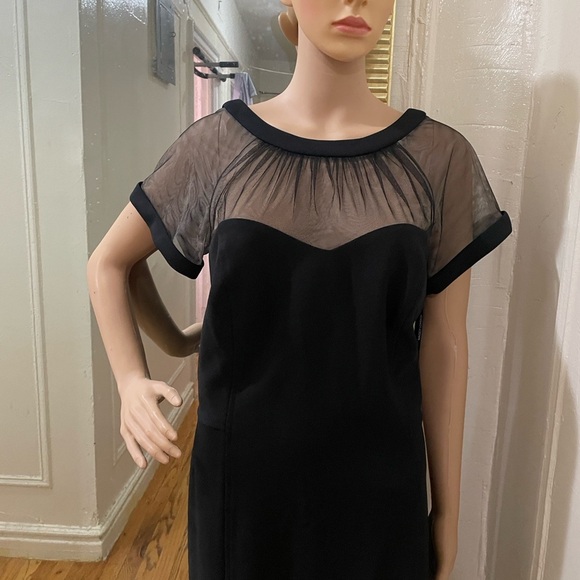 Maggy London Black Midi Dress with Sheer Detail - Picture 14 of 14